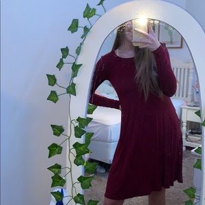 red long sleeve t-shirt dress